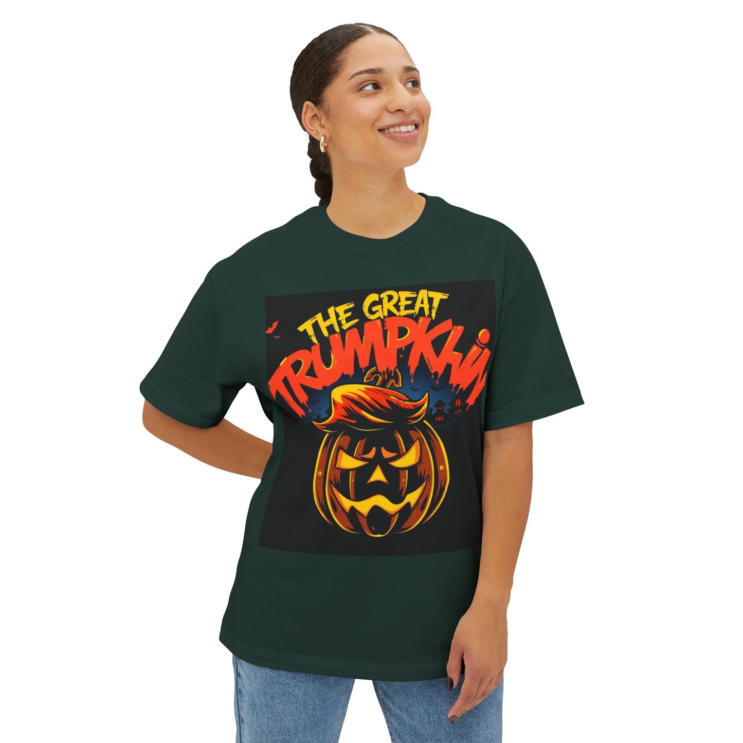 Halloween Pumpkin Graphic Tee, Funny Halloween Shirt, Unisex Oversized Tee for Fall, Great for Parties, Trick-or-Treating
