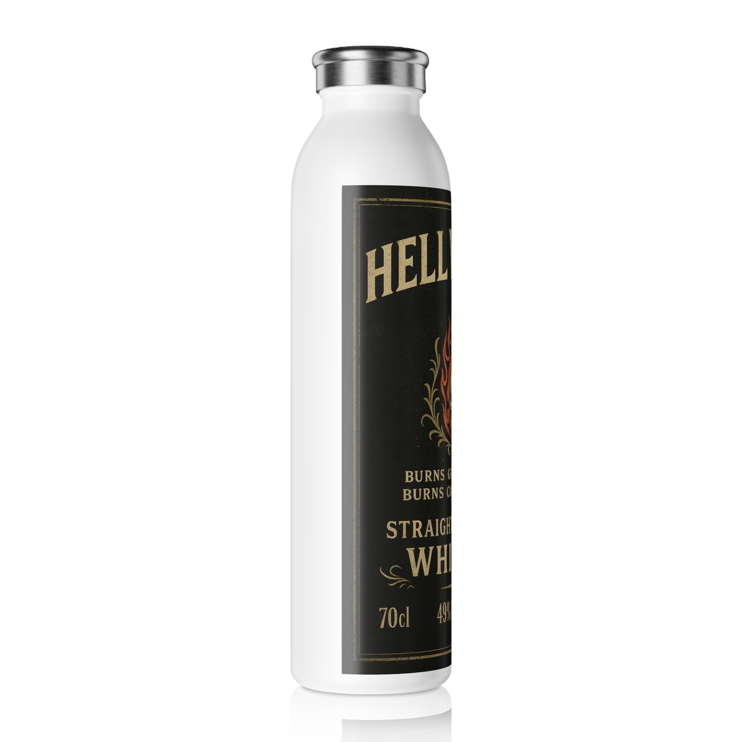 Gothic Slim Water Bottle with Vintage Whiskey Design, Stylish Beverage Container for Parties, Gifts, and Everyday Use