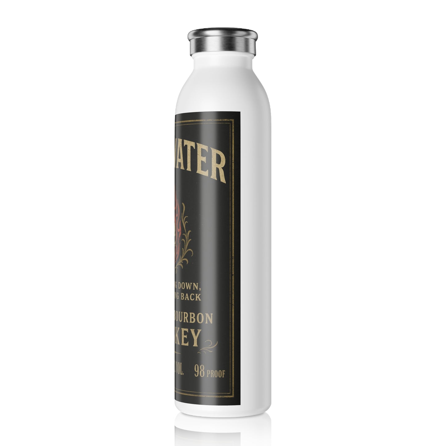 Gothic Slim Water Bottle with Vintage Whiskey Design, Stylish Beverage Container for Parties, Gifts, and Everyday Use