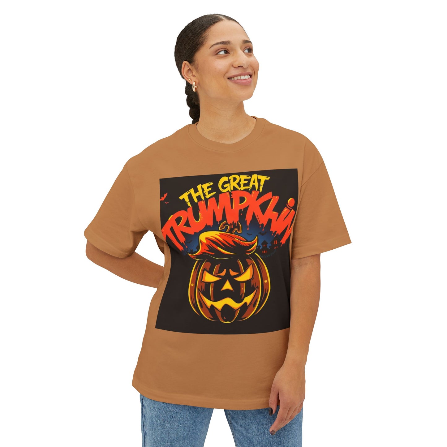 Halloween Pumpkin Graphic Tee, Funny Halloween Shirt, Unisex Oversized Tee for Fall, Great for Parties, Trick-or-Treating