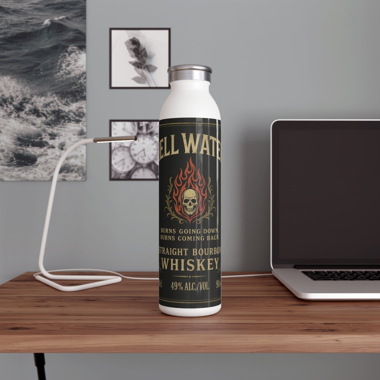 Copy of Gothic Slim Water Bottle with Vintage Whiskey Design, Stylish Beverage Container for Parties, Gifts, and Everyday Use