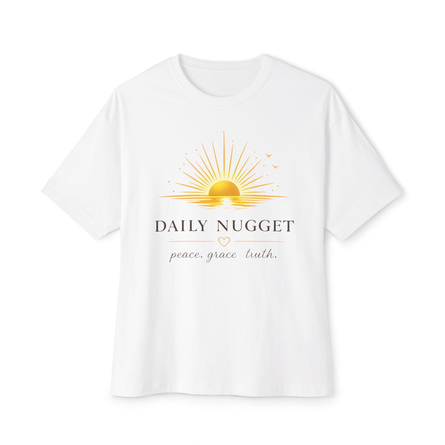 Copy of Daily Nugget Tee — "Daily Nugget: peace grace truth" Sunset Graphic Boxy T-Shirt