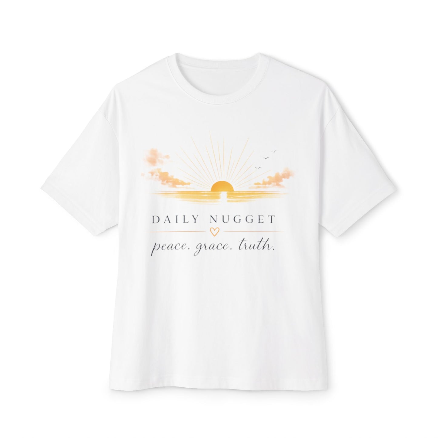 Daily Nugget peace grace truth sunset graphic boxy t-shirt