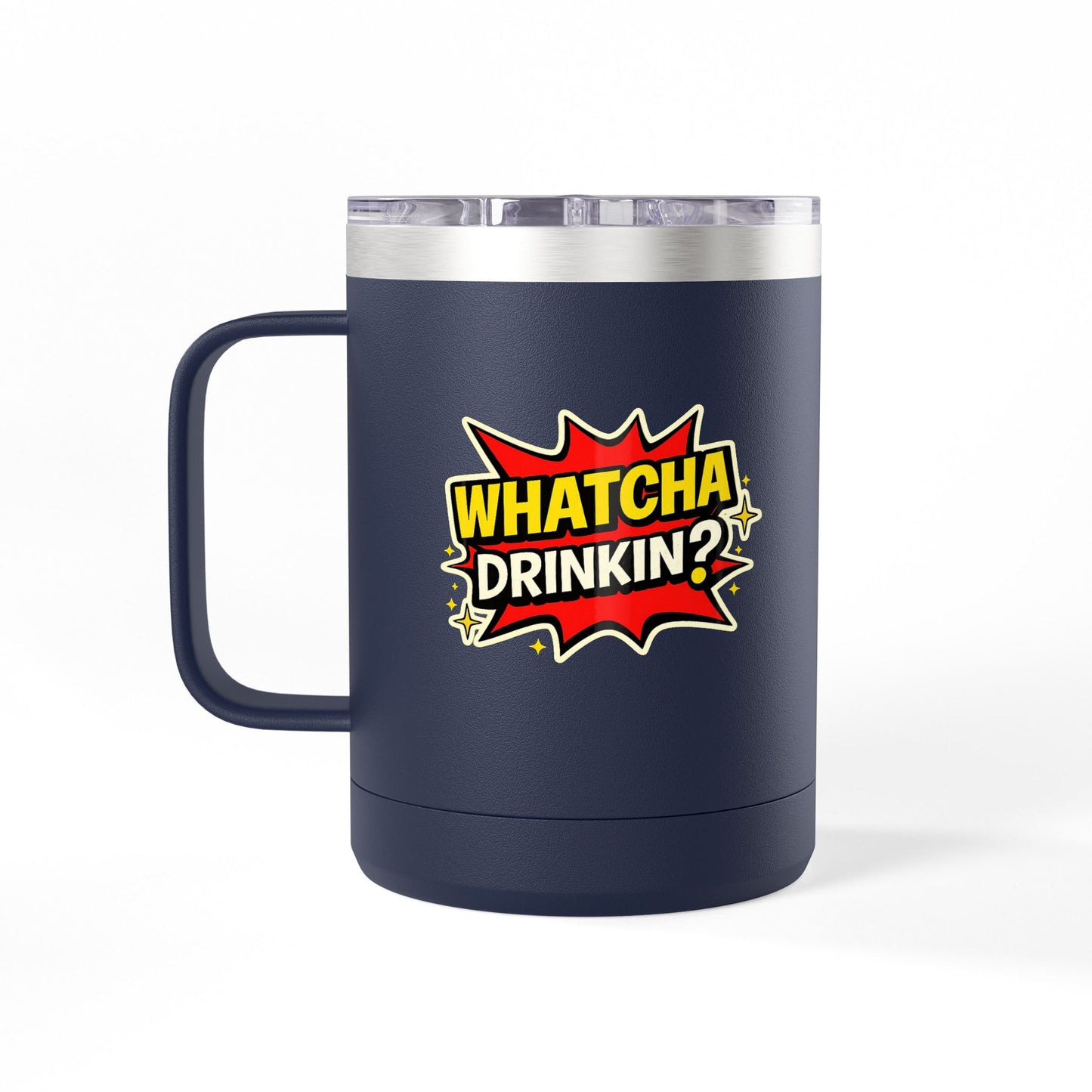 15oz Coffee Tumbler Mug — Comic Pop Art "Watcha Drinkin?" Design