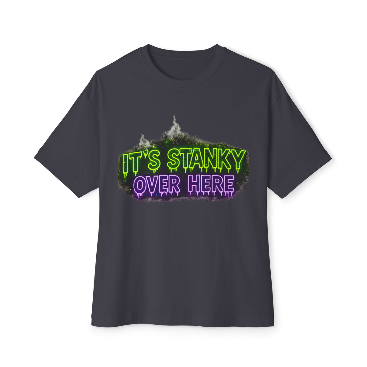 Graphic Tee — "It's Stanky Over Here" Neon Horror Shirt