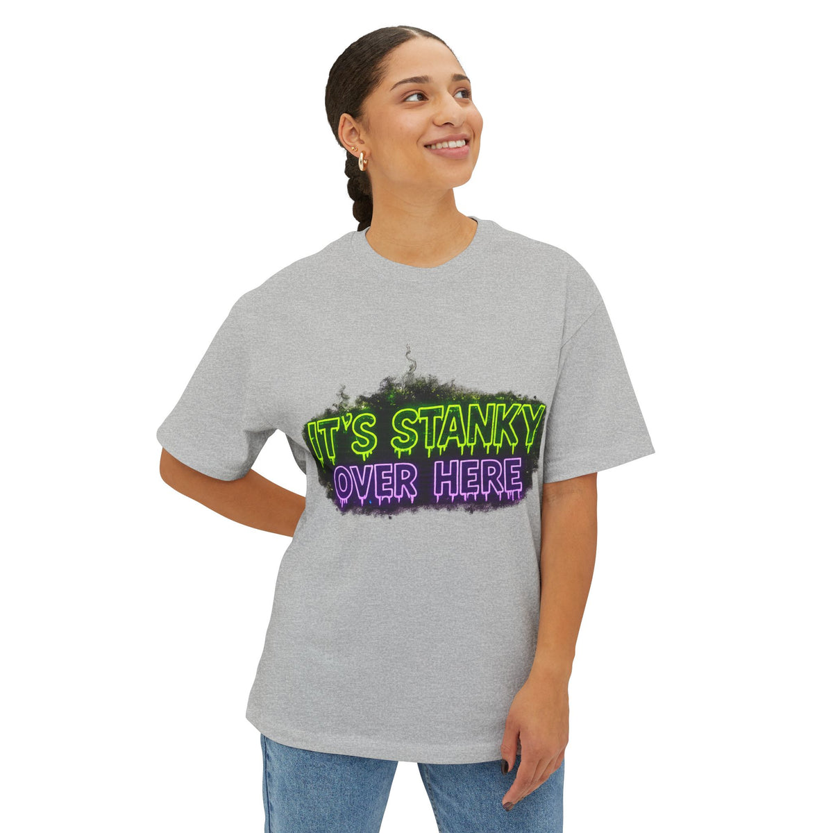 Graphic Tee — "It's Stanky Over Here" Neon Horror Shirt