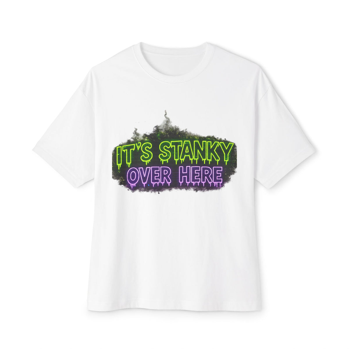 Graphic Tee — "It's Stanky Over Here" Neon Horror Shirt