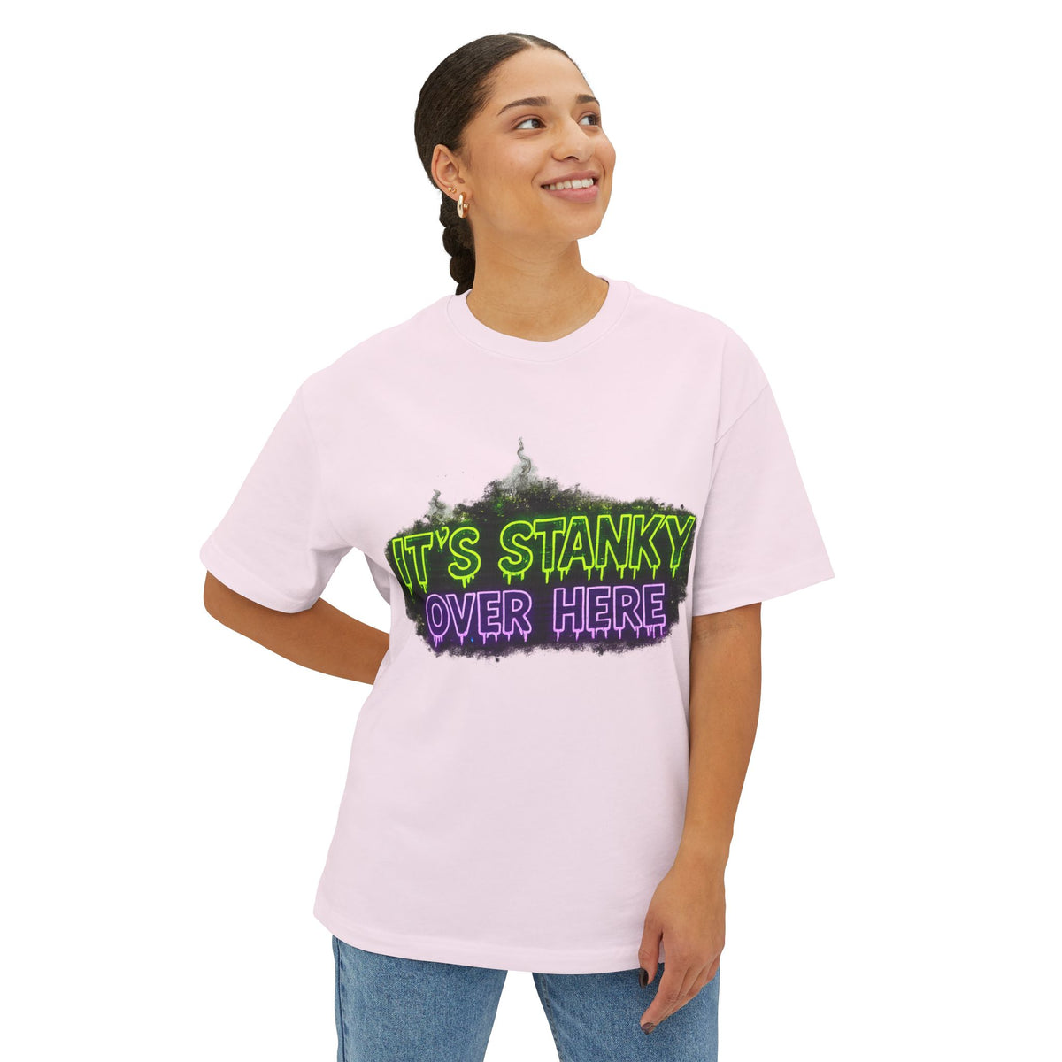 Graphic Tee — "It's Stanky Over Here" Neon Horror Shirt