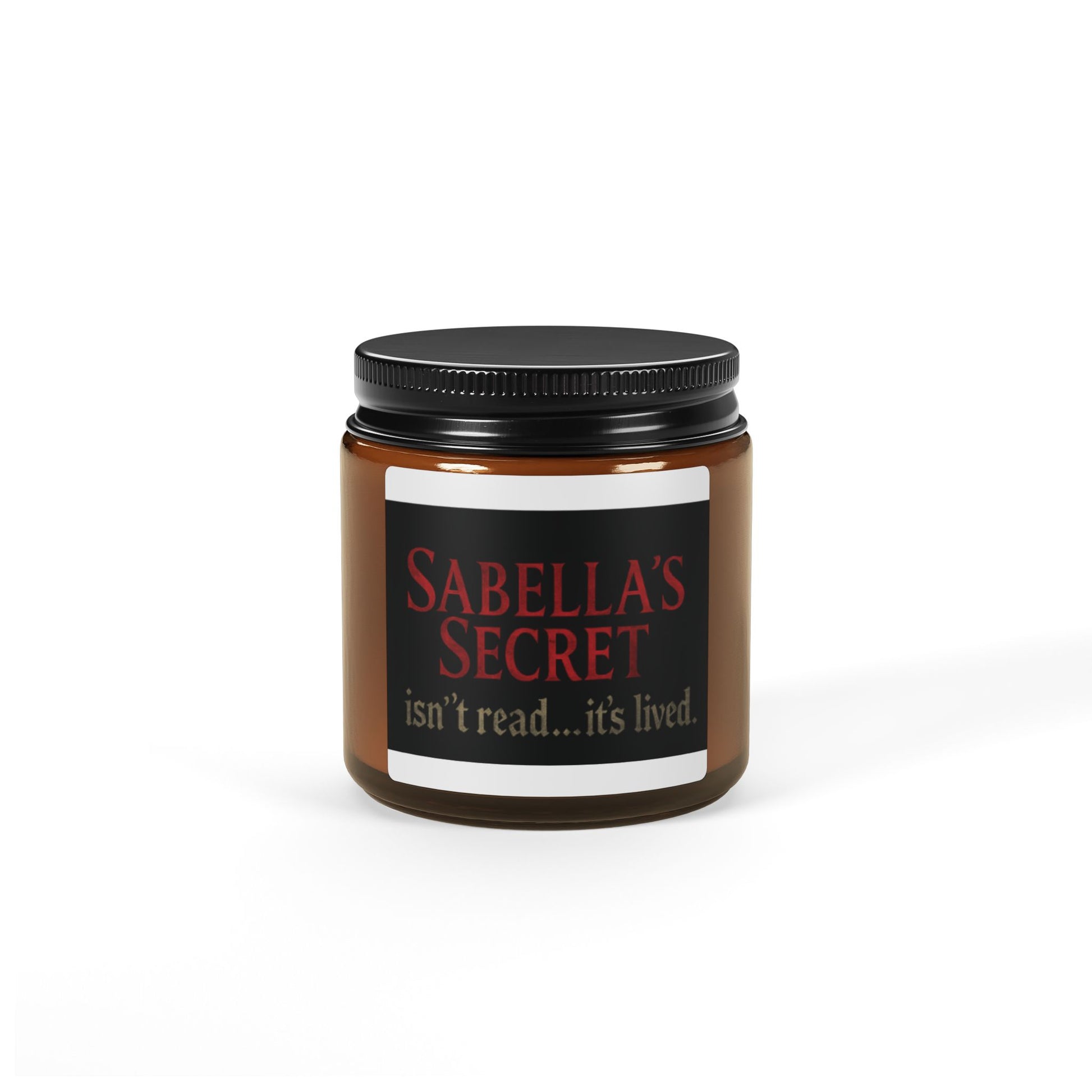 Jar with a black lid and label on a white background