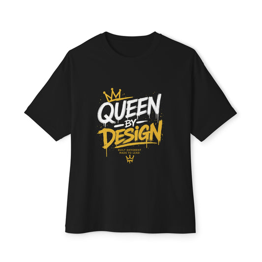 Queen Design Graphic Tee — Gold Crown Oversized Boxy Shirt