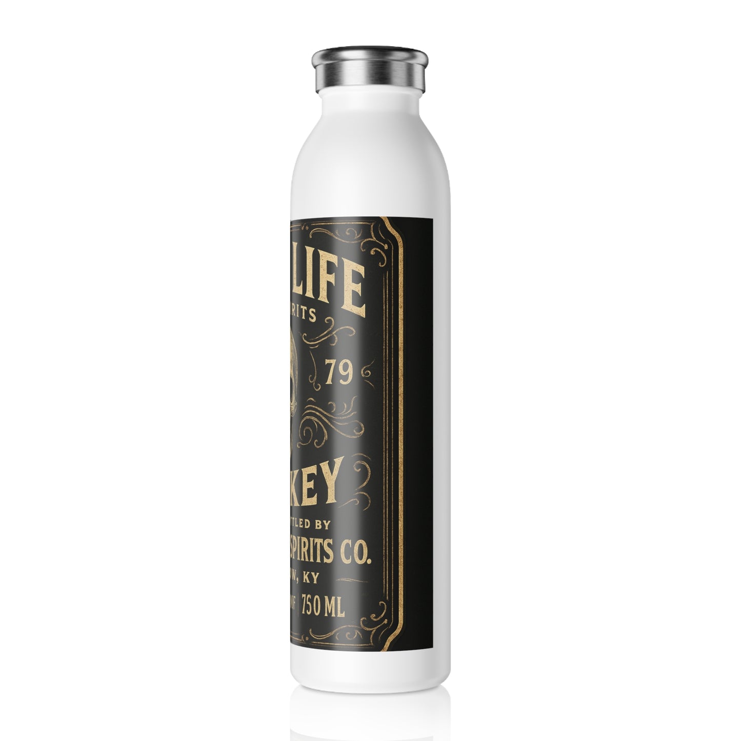 Gothic Slim Water Bottle with Whiskey Design, Stylish Gym Bottle, Trendy Hydro Flask, Perfect for Parties, Unique Gift Idea