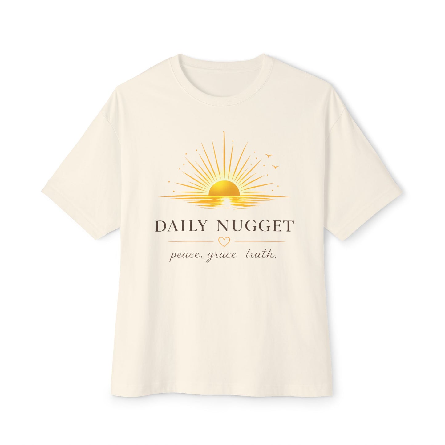 Copy of Daily Nugget Tee — "Daily Nugget: peace grace truth" Sunset Graphic Boxy T-Shirt