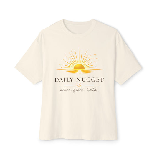 Copy of Daily Nugget Tee — "Daily Nugget: peace grace truth" Sunset Graphic Boxy T-Shirt