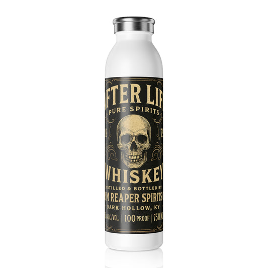 Gothic Slim Water Bottle with Whiskey Design, Stylish Gym Bottle, Trendy Hydro Flask, Perfect for Parties, Unique Gift Idea