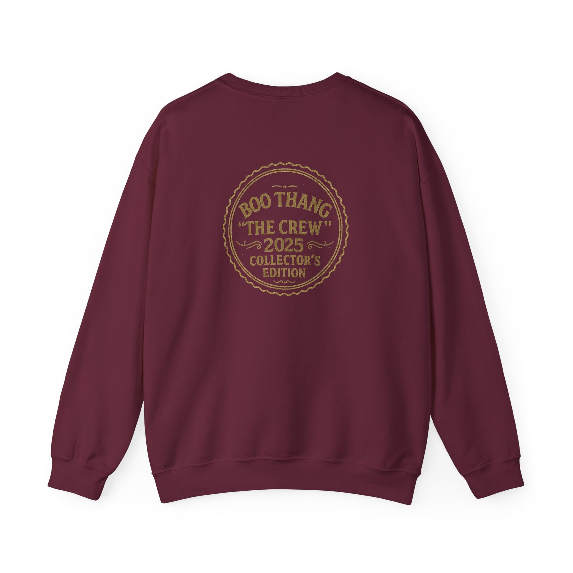 Back view of Boo Crew sweatshirt showing exclusive 2025 Collector's Edition stamp
