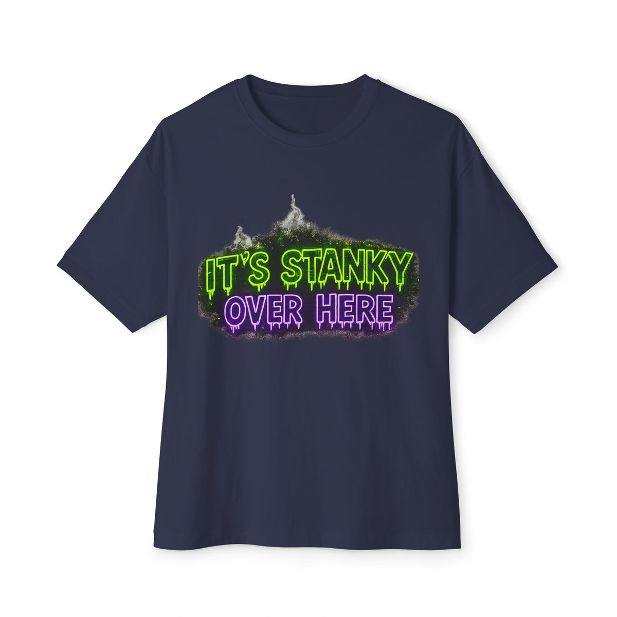 Graphic Tee — "It's Stanky Over Here" Neon Horror Shirt