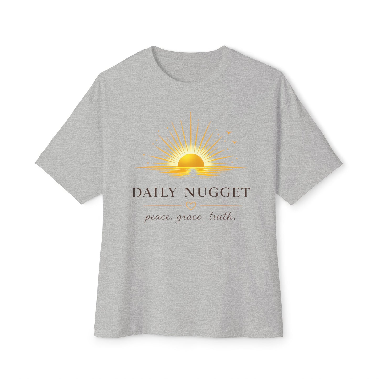 Copy of Daily Nugget Tee — "Daily Nugget: peace grace truth" Sunset Graphic Boxy T-Shirt