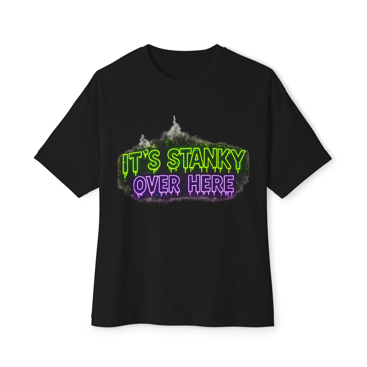 Graphic Tee — "It's Stanky Over Here" Neon Horror Shirt