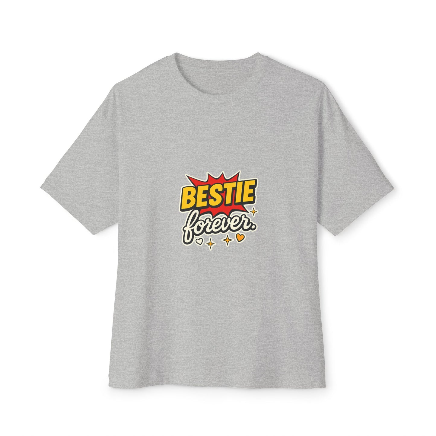 Gray t-shirt with 'Bestie forever' text design on a white background
