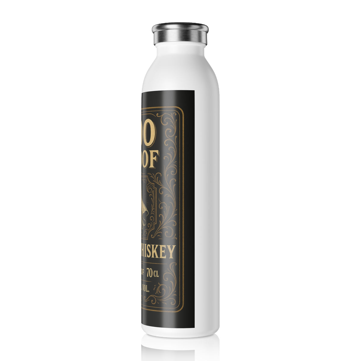 Boo Proof Ghost Whiskey Collector water bottle side view on white background"