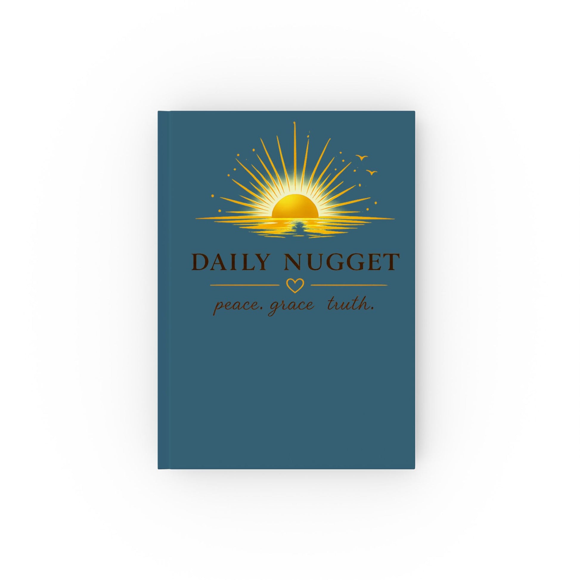 Daily Nugget hardback journal with inspirational sunrise design – front view blue