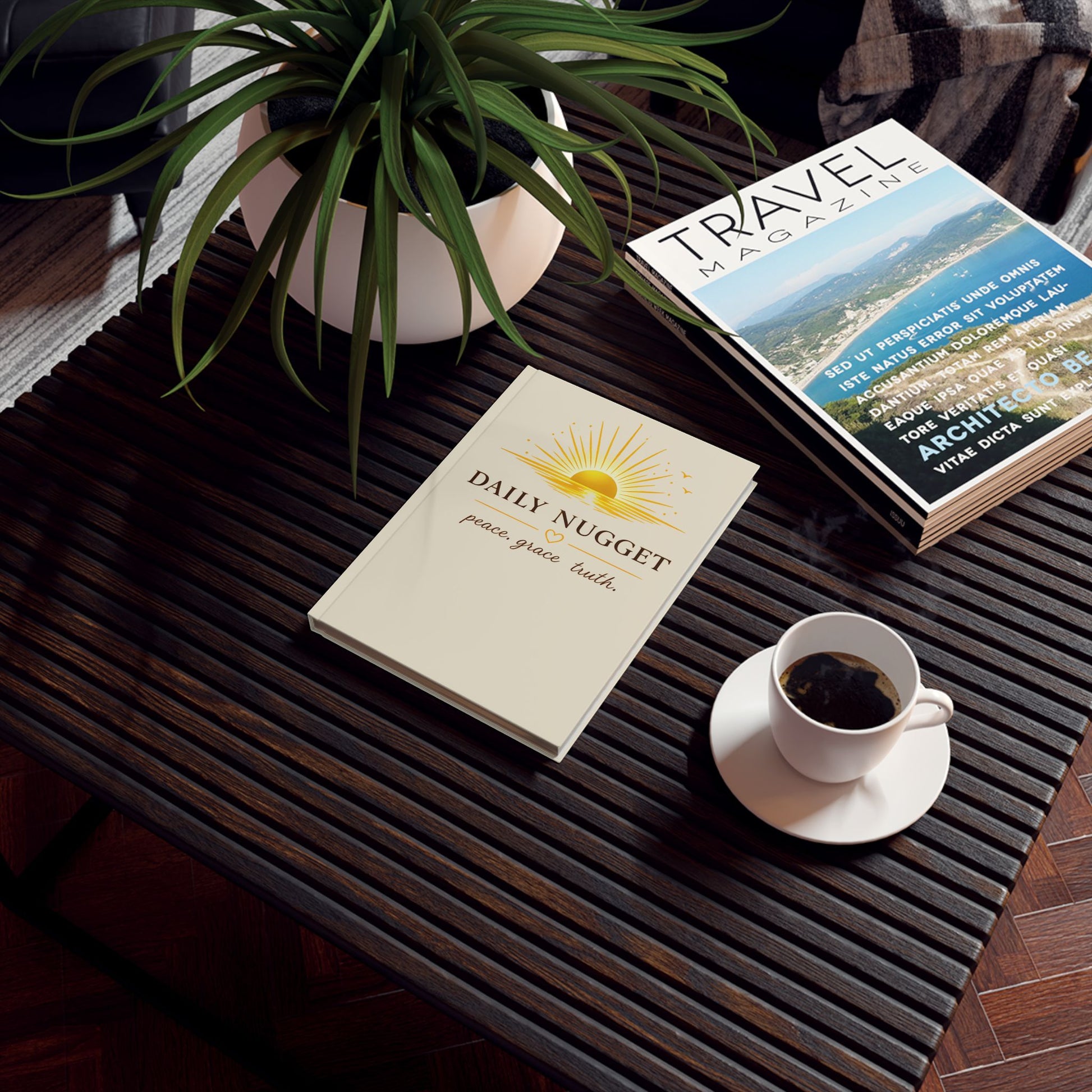 Daily Nugget hardback journal with inspirational sunrise design – live view cream