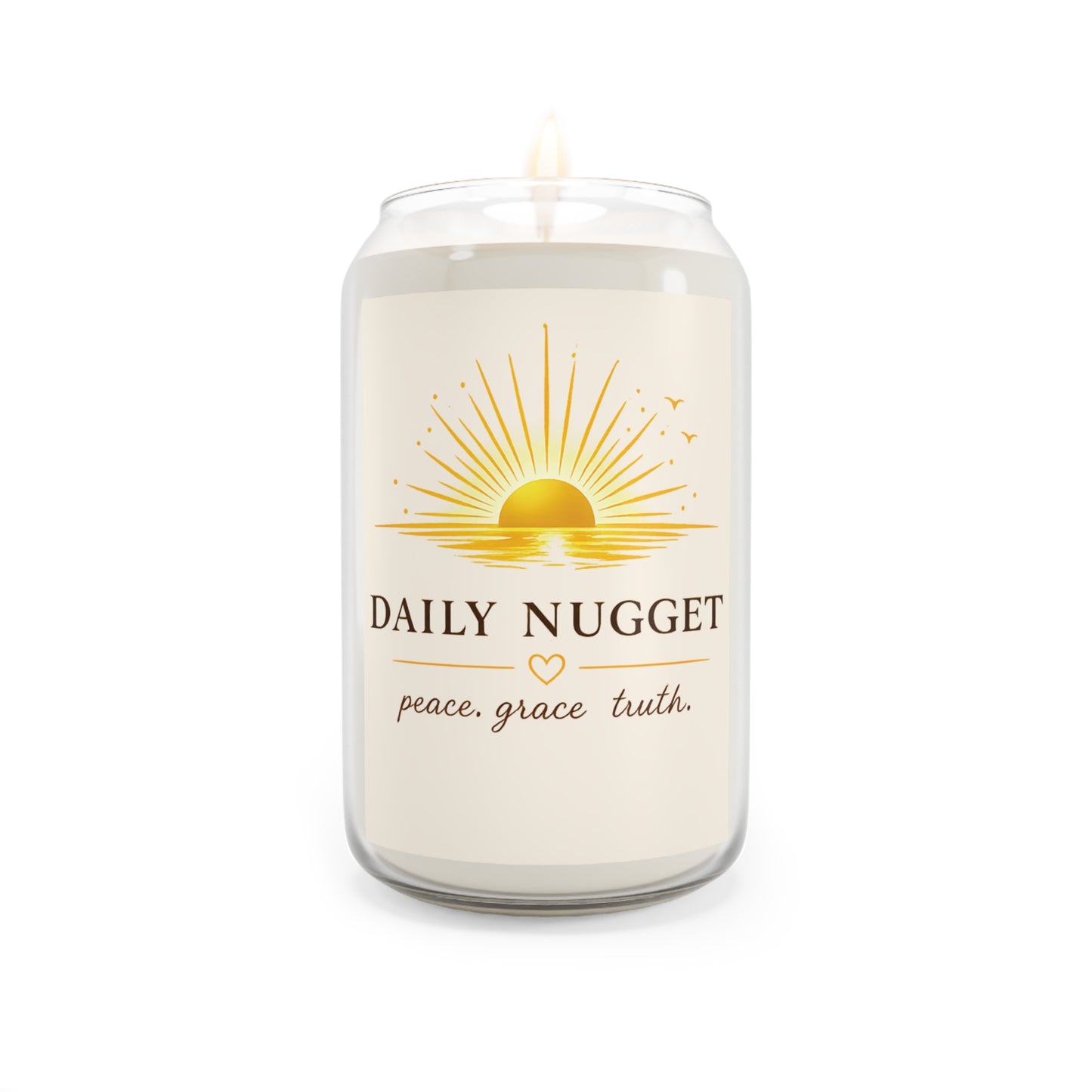 Daily Nugget scented soy candle – peace grace truth aromatherapy front view