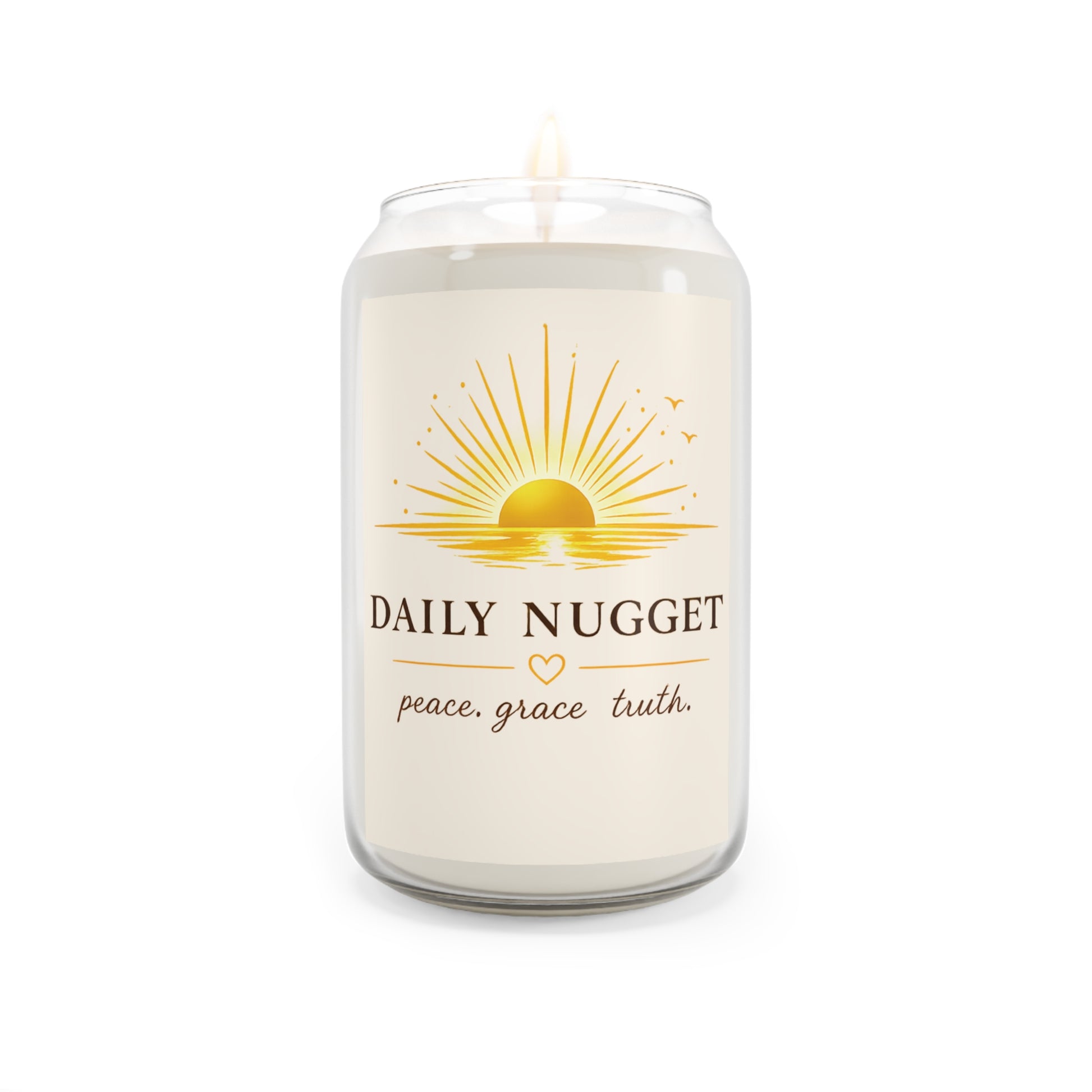 Daily Nugget scented soy candle – peace grace truth aromatherapy front view