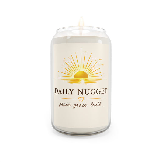 Daily Nugget scented soy candle – peace grace truth aromatherapy front view