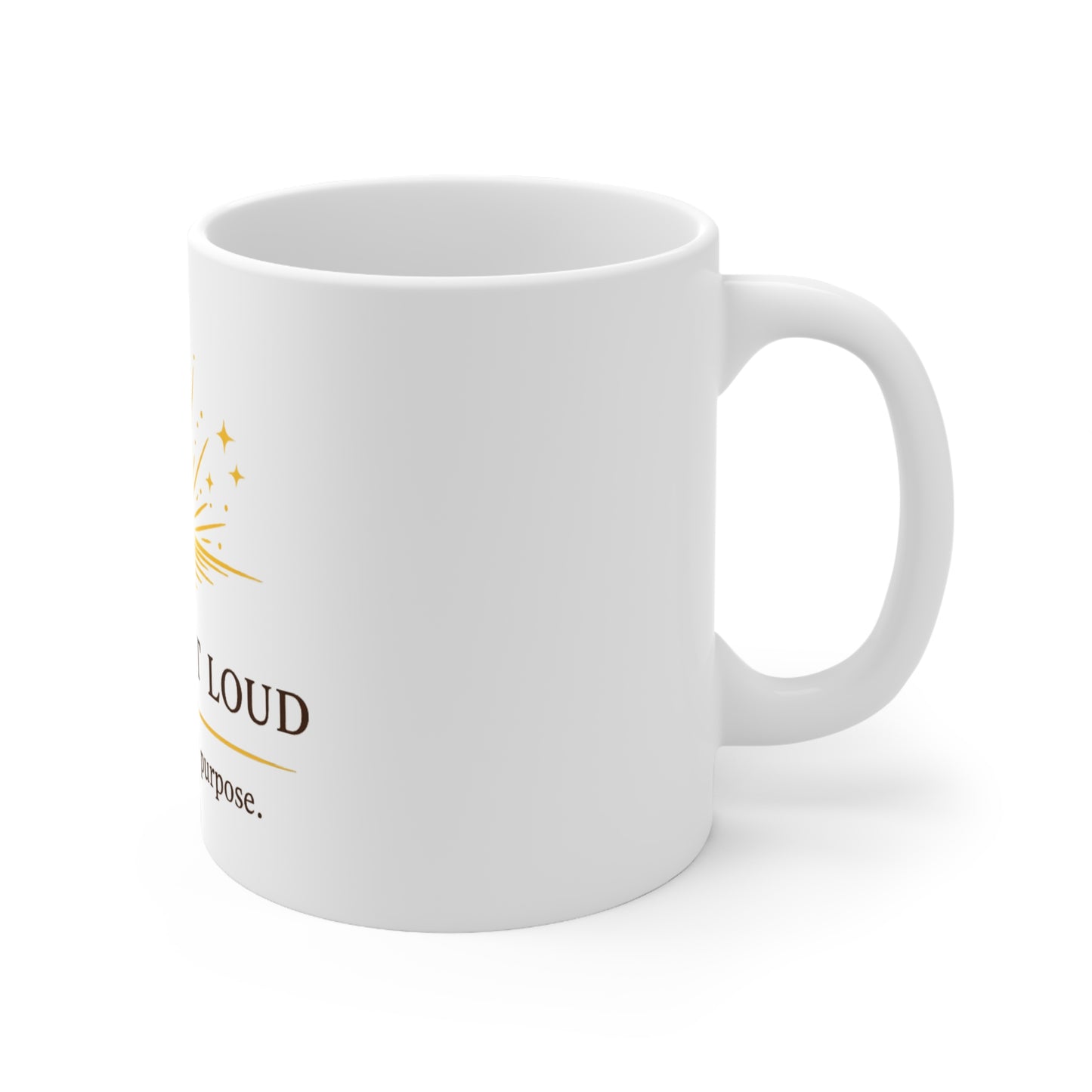 Grace Out Loud inspirational ceramic coffee mug with sunrise design