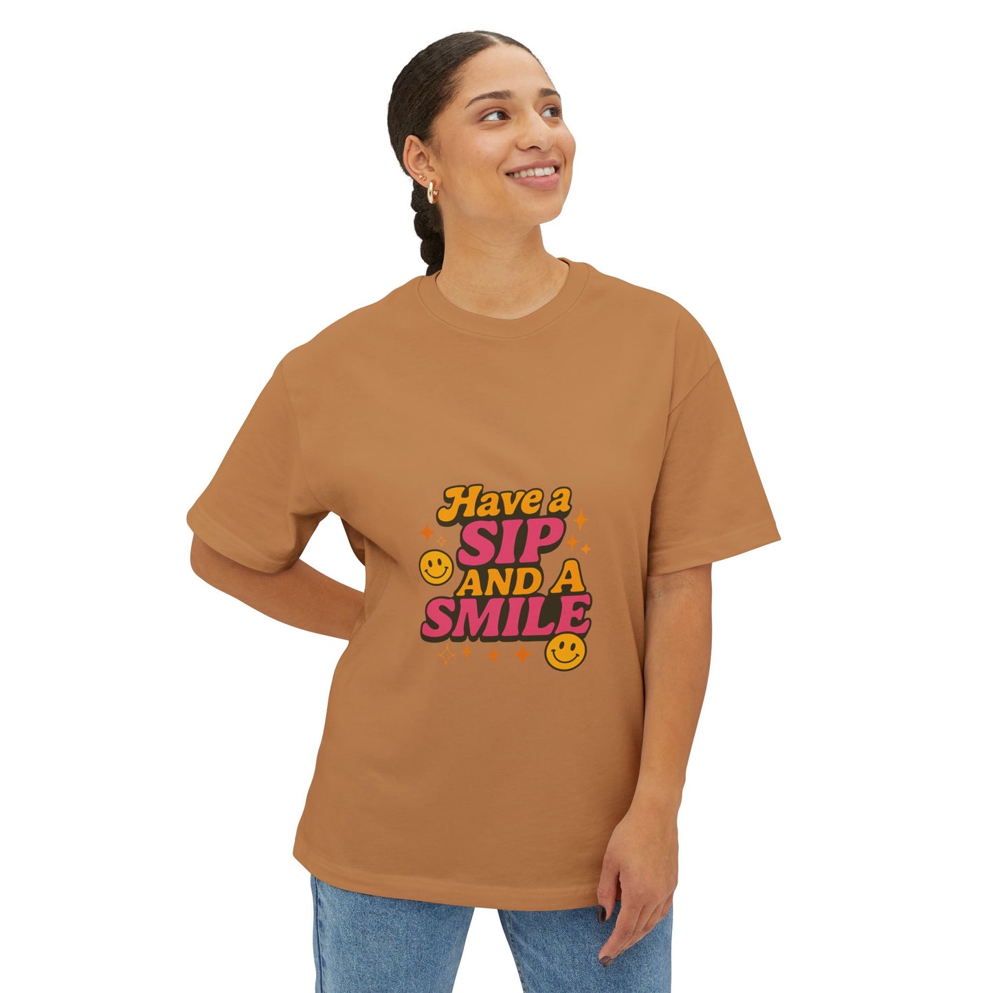 Have a Sip and a Smile Tee — Retro Smiley Graphic T‑Shirt