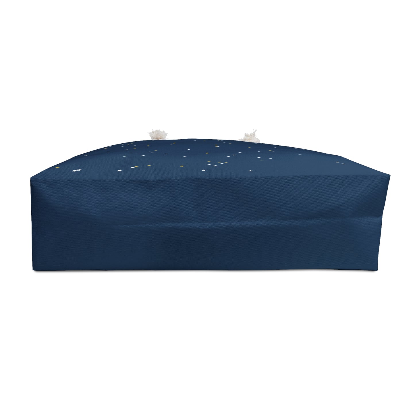 "Navy Land of the Free weekender bag with scattered star constellation pattern and cream rope handles" bottom image