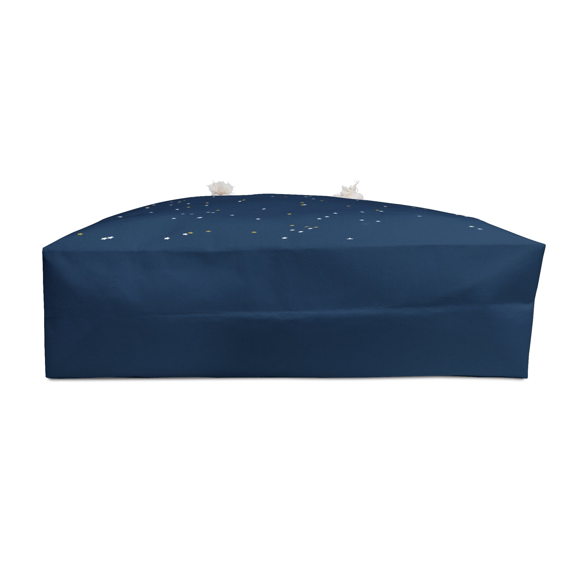 "Navy Land of the Free weekender bag with scattered star constellation pattern and cream rope handles" bottom image
