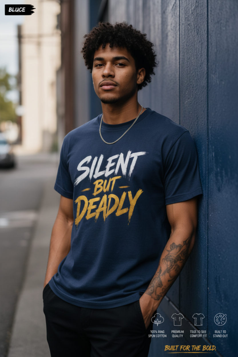 Silent But Deadly — Blue Tshirt Urban Theme